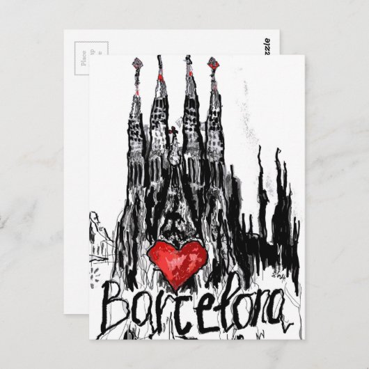 Carte Postale J'adore Barcelone (Devant / Derrière)