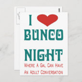 Carte Postale j'adore bunco night (Devant / Derrière)
