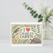 Carte Postale "J'adore Charles Darwin" (Debout devant)