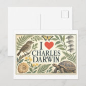 Carte Postale "J'adore Charles Darwin" (Devant / Derrière)