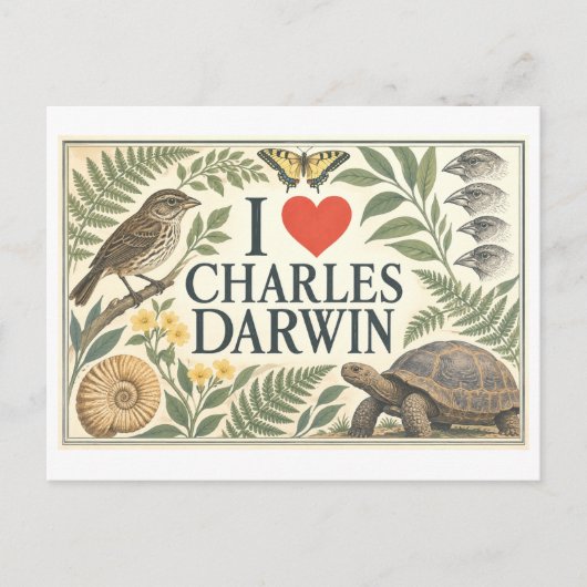 Carte Postale "J'adore Charles Darwin" (Devant)