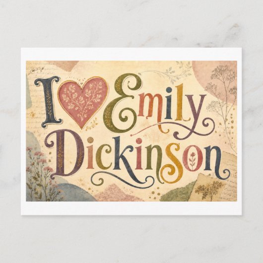 Carte Postale "J'adore Emily Dickinson" (Devant)
