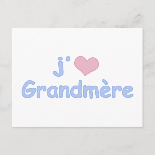 Carte Postale J'adore Grand-mère (Devant)