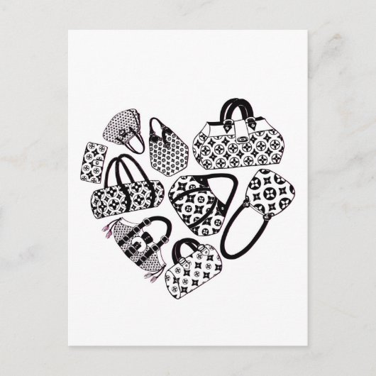 Carte Postale J'adore Handbags Post Card (Devant)