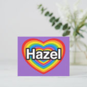 Carte Postale J'adore Hazel. Je t'aime Hazel. Cœur (Debout devant)