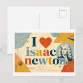 Carte Postale "J'adore Isaac Newton" (Devant / Derrière)