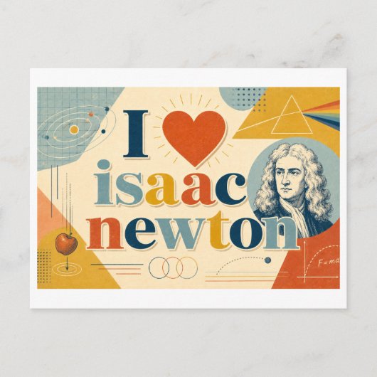Carte Postale "J'adore Isaac Newton" (Devant)