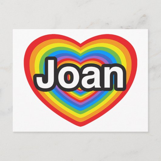 Carte Postale J'adore Joan. Je t'aime Joan. Cœur (Devant)