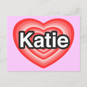 Carte Postale J'adore Katie. Je t'aime Katie. Cœur