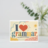 Carte Postale "J'adore la grammaire" (Debout devant)