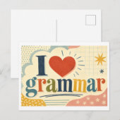 Carte Postale "J'adore la grammaire" (Devant / Derrière)