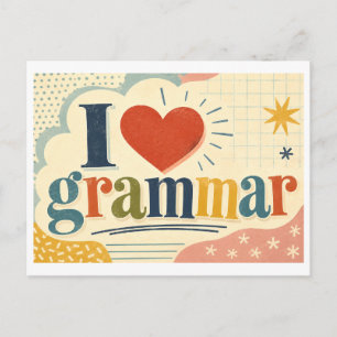 Carte Postale "J'adore la grammaire"