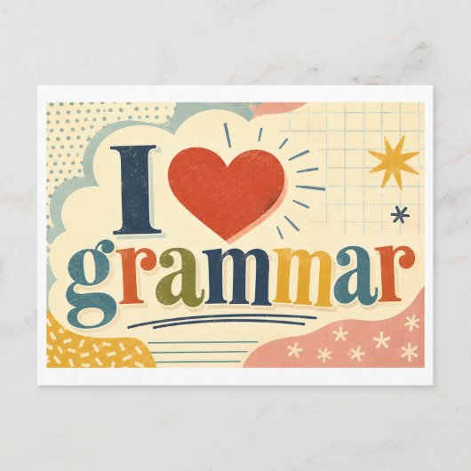 Carte Postale "J'adore la grammaire" (Devant)