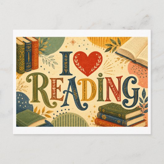 Carte Postale "J'adore la lecture" (Devant)