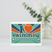 Carte Postale "J'adore la natation" (Debout devant)