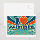 Carte Postale "J'adore la natation" (Devant / Derrière)