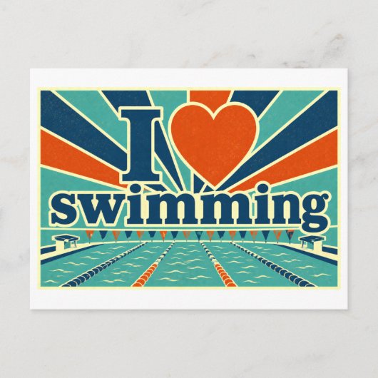 Carte Postale "J'adore la natation" (Devant)