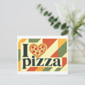 Carte Postale "J'adore la pizza" (Debout devant)