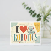Carte Postale "J'adore la robotique" (Debout devant)