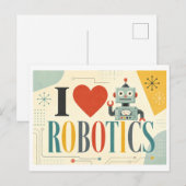 Carte Postale "J'adore la robotique" (Devant / Derrière)
