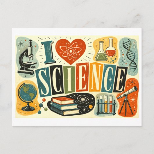 Carte Postale "J'adore la science" (Devant)