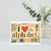 Carte Postale "J'adore l'alphabet" (Debout devant)