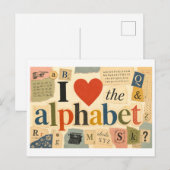 Carte Postale "J'adore l'alphabet" (Devant / Derrière)