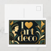 Carte Postale "J'adore l'Art Déco" (Devant / Derrière)