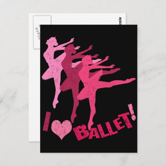 Carte Postale J'adore le Ballet (Devant / Derrière)
