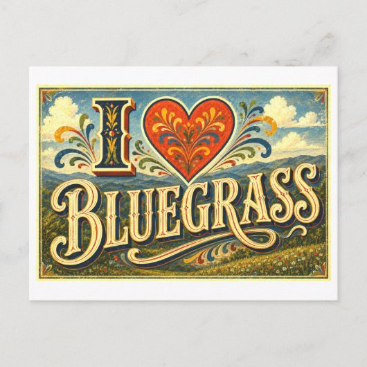 Carte Postale "J'adore le bluegrass" (Devant)