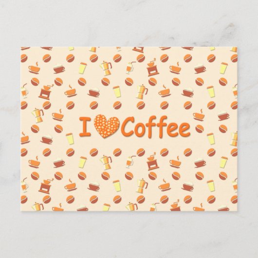 Carte Postale J'adore le café (Devant)