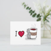 Carte Postale J'adore le café - Hippo avec une tasse de café (Debout devant)