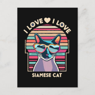 Carte Postale J'adore le chat siamois