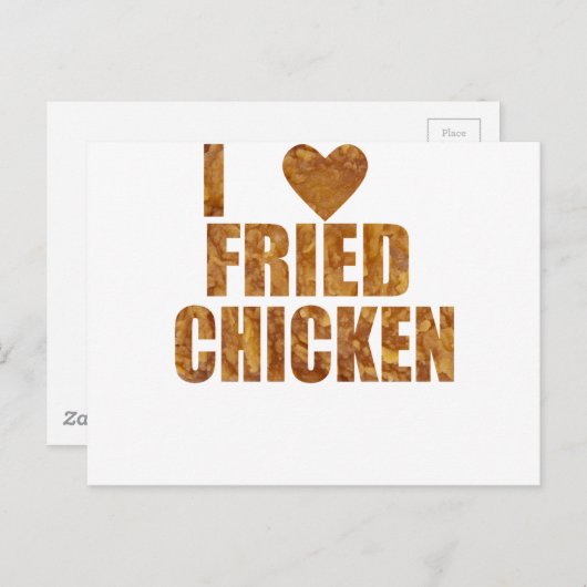 Carte Postale J'adore le poulet frit (Devant / Derrière)