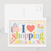 Carte Postale "J'adore le shopping" (Devant / Derrière)