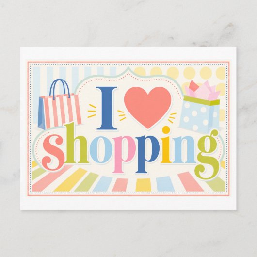 Carte Postale "J'adore le shopping" (Devant)
