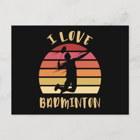 Carte Postale J'adore le smash sauté de badminton (Devant)