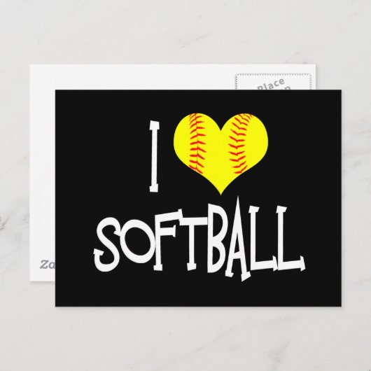 Carte Postale J'adore le softball (Devant / Derrière)