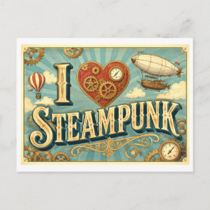 Carte Postale "J'adore le Steampunk"