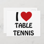 Carte Postale J'adore le tennis de table (Devant / Derrière)