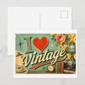 Carte Postale "J'adore le vintage" (Devant / Derrière)