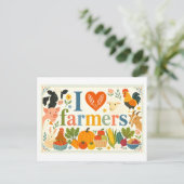 Carte Postale "J'adore les agriculteurs" (Debout devant)