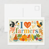 Carte Postale "J'adore les agriculteurs" (Devant / Derrière)