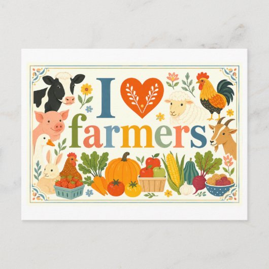 Carte Postale "J'adore les agriculteurs" (Devant)