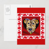 Carte Postale J'adore les Airedales (Devant / Derrière)