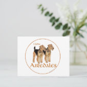 Carte Postale J'adore les Airedales (Debout devant)