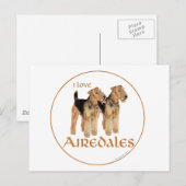 Carte Postale J'adore les Airedales (Devant / Derrière)