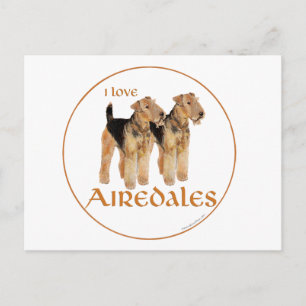 Carte Postale J'adore les Airedales
