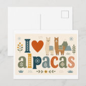 Carte Postale "J'adore les alpagas" (Devant / Derrière)