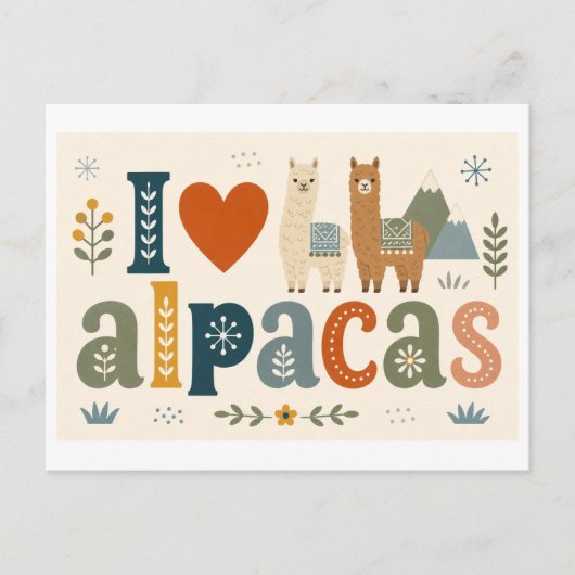 Carte Postale "J'adore les alpagas" (Devant)